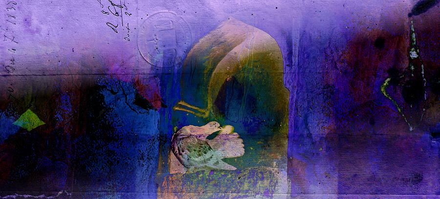Primary Colors Photograph - Exotic Travel Pigeons in Palaces Abstract Purple Blue Wide 4b by Sue Jacobi