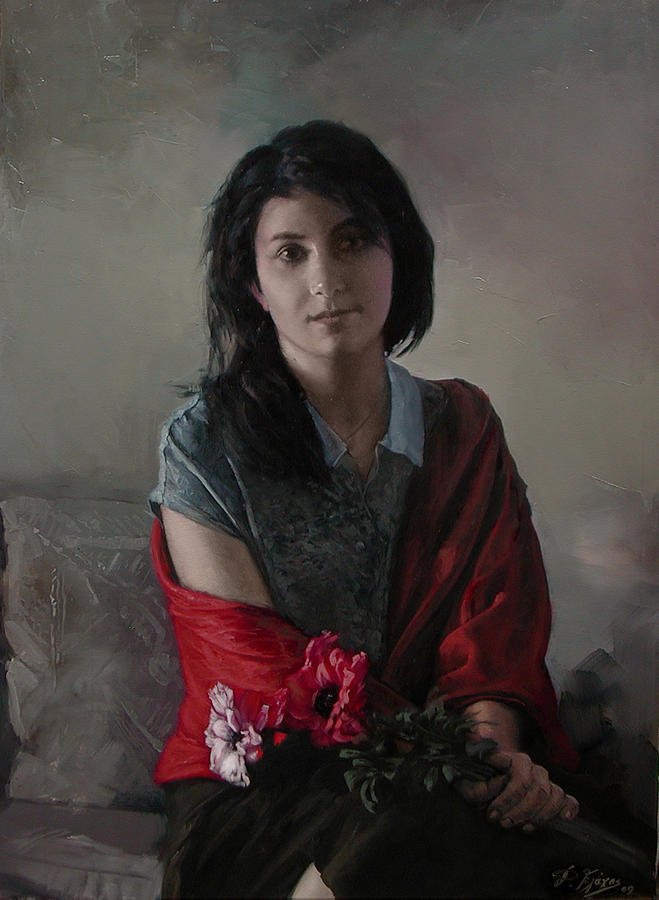 Portrait Painting - Expectation by Demetrios Vlachos