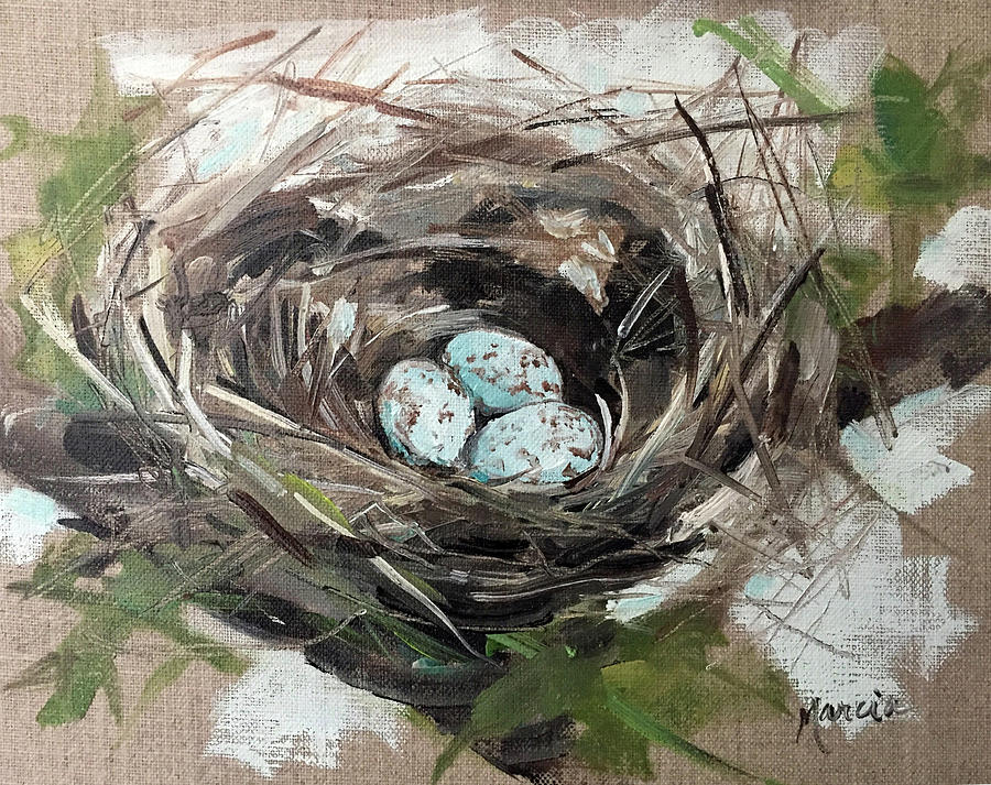 Bird Nest Painting - Expectations by Marcia Hodges