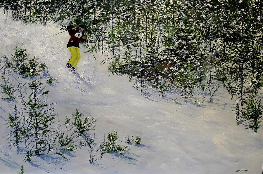 Expert Skier Painting by Ken Ahlering