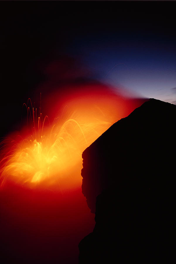 Hawaii Volcanoes National Park Photograph - Explosion At Twilight by William Waterfall - Printscapes