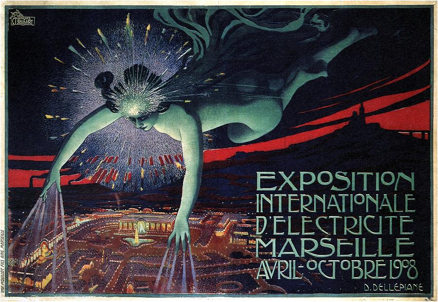 Exposition Internationale Delecticite - Marseille, France - Vintage Illustrated Poster Painting