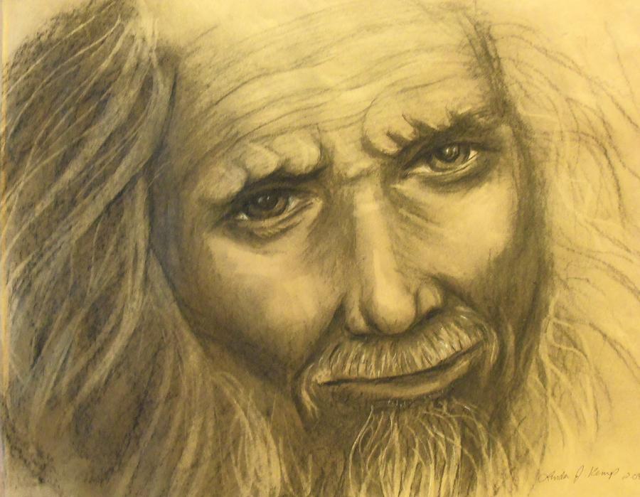 Expression Of An Elder Drawing by Linda Nielsen