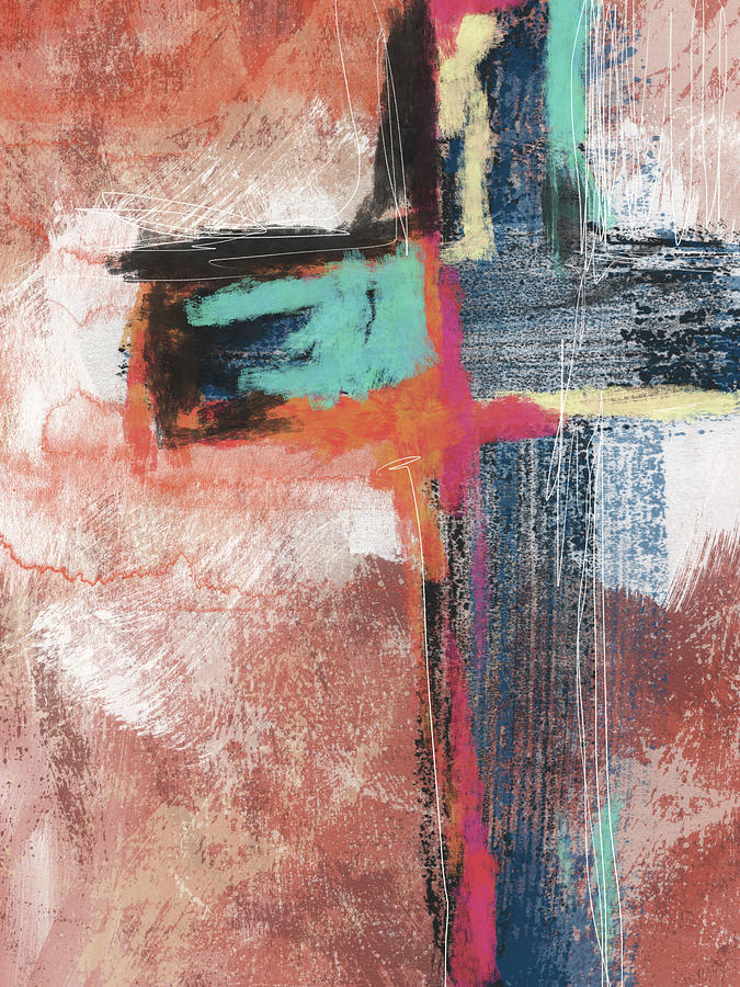 Expressionist Cross 5- Art by Linda Woods Mixed Media by Linda Woods