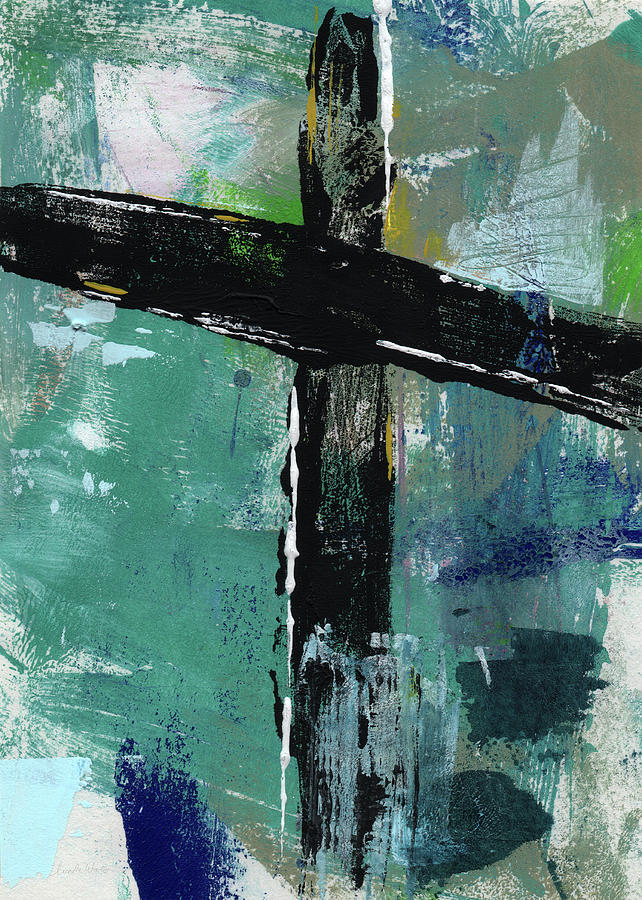 Abstract Mixed Media - Expressionist Cross 8- Art by Linda Woods by Linda Woods