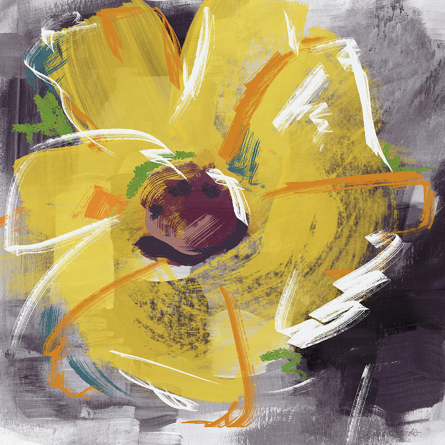 Expressionist Sunflower- Art by Linda Woods Mixed Media by Linda Woods