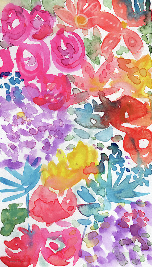 Expressionist Watercolor Garden- Art by Linda Woods Mixed Media by Linda Woods