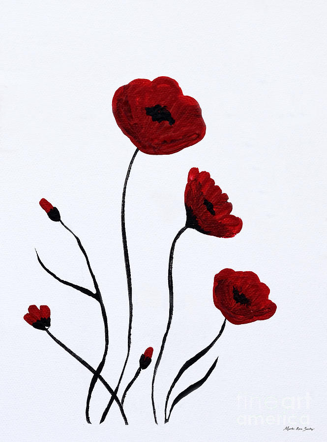 Expressive Abstract Poppies A6116C_e Painting by Mas Art Studio