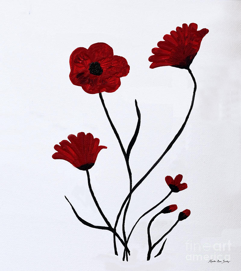 Expressive Abstract Poppies A61516 Painting by Mas Art Studio