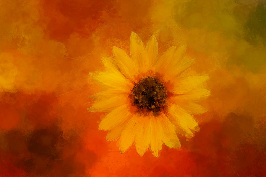 Expressive, Bright Sunflower Digital Art by Terry Davis