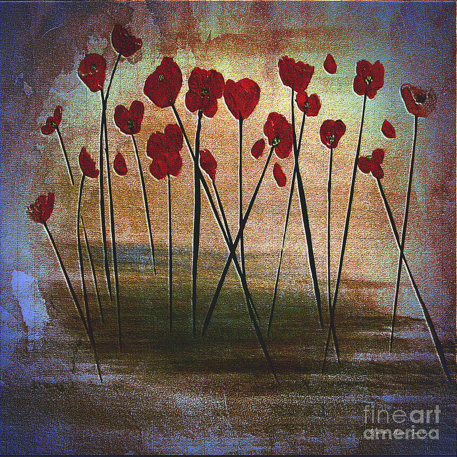 Expressive Floral Red Poppy Field 725  Painting by Mas Art Studio