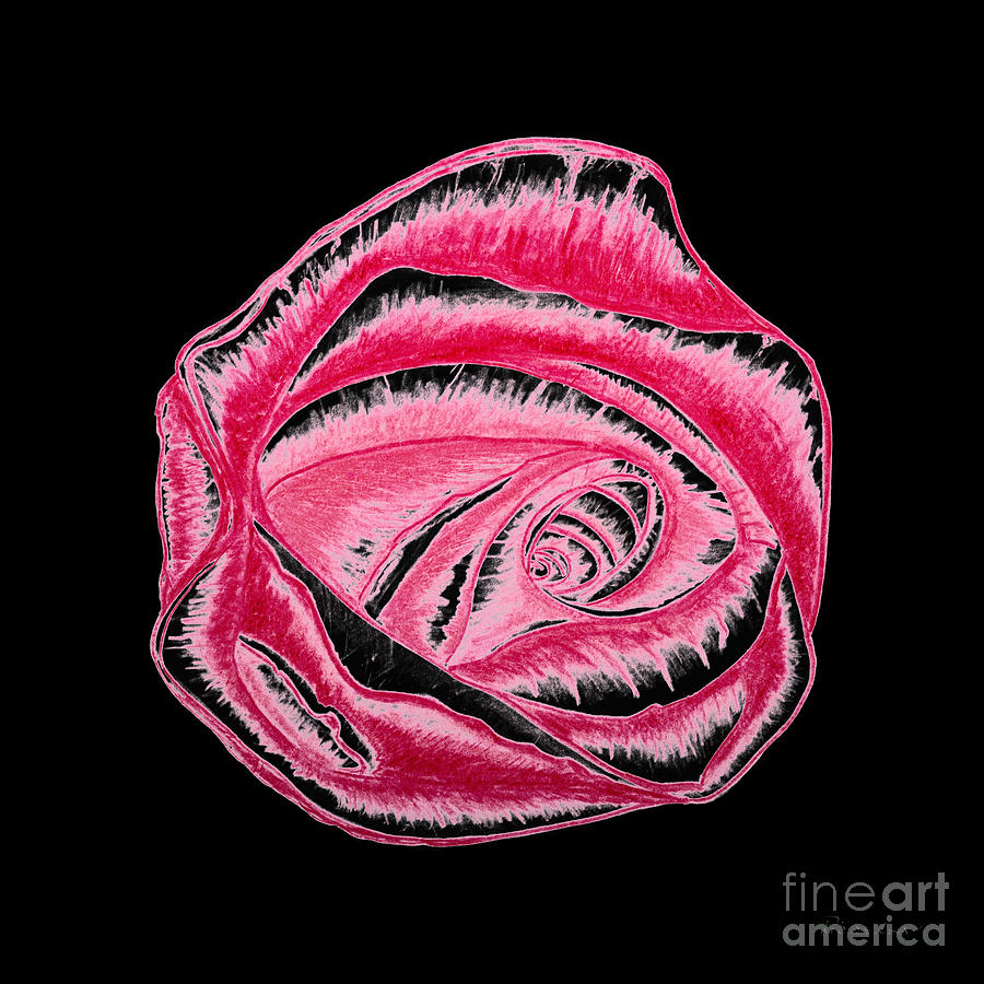 Expressive Red Rose on Black A0216C Painting by Ricardos Creations