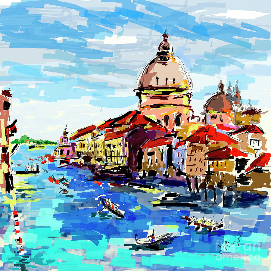 Expressive Venice Grand Canal Digital Art by Ginette Callaway