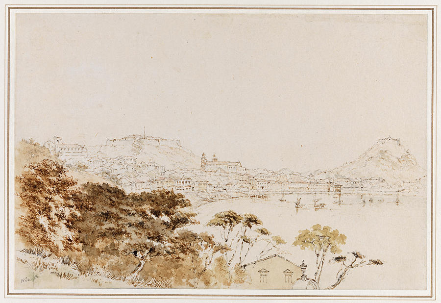 Extensive view of Macao from Penha Hill Drawing by Thomas Boswall Watson