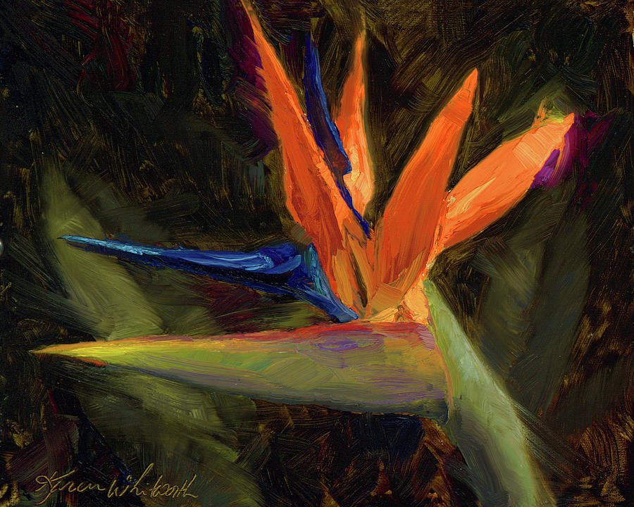 Tropical Flowers Painting - Extravagance - Tropical Bird Of Paradise Flower by K Whitworth