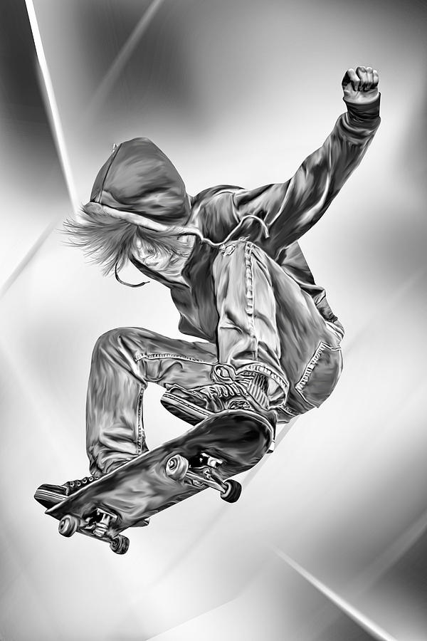 College Amerikaans voetbal Uithoudingsvermogen Extreme Skateboard Jump Digital Art by Julie L Hoddinott - Pixels