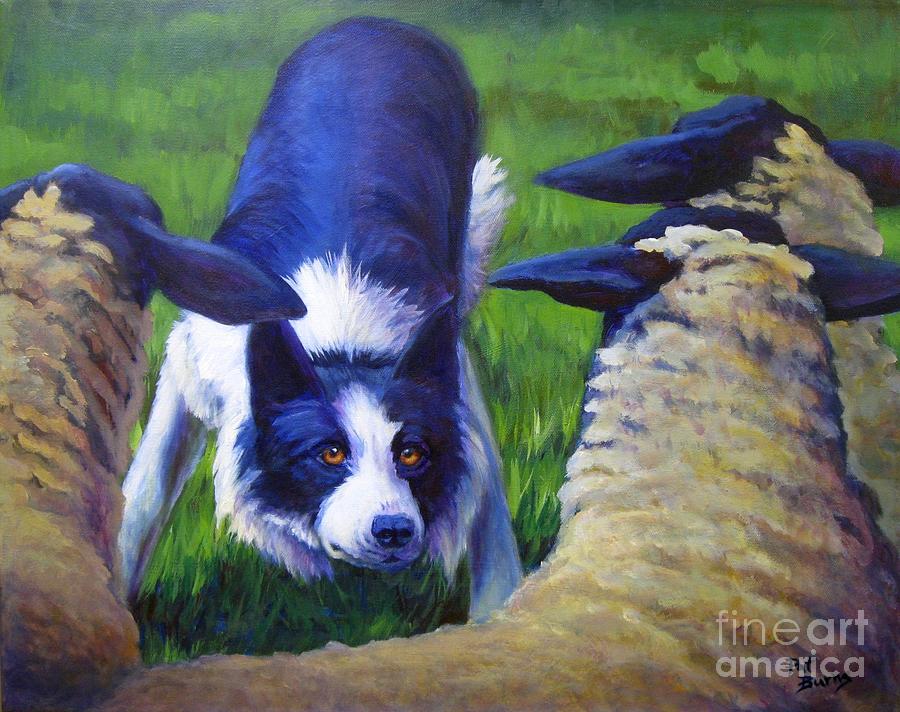 Sheep Painting - Eye Contact by Pat Burns