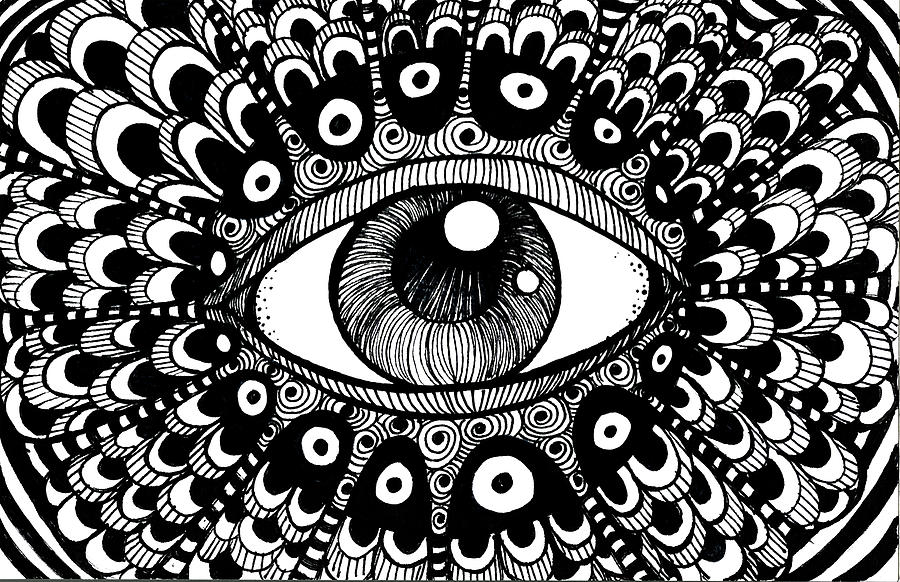Pen Drawing - Eye of March by Nada Meeks Pen Drawing - Eye of March by Nada Meeks