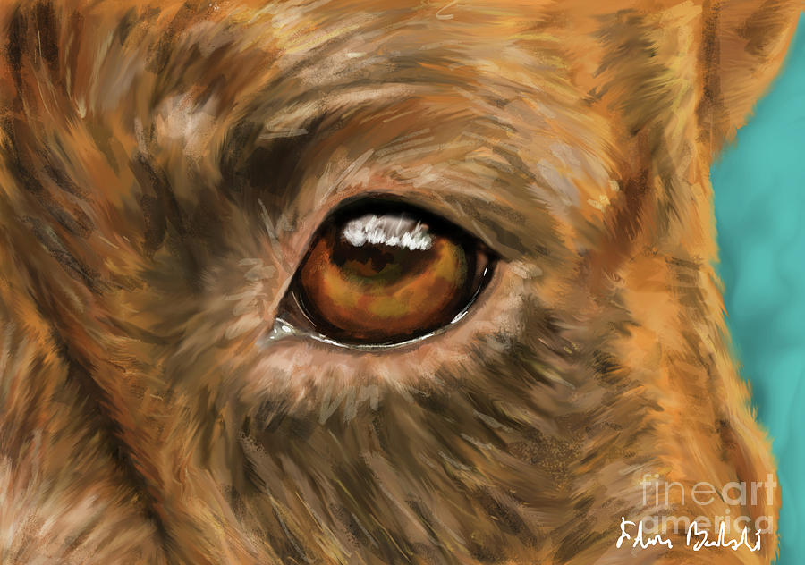 Eye Of The Dog Close Up Painting Of Pit Bull S Eye Digital Art