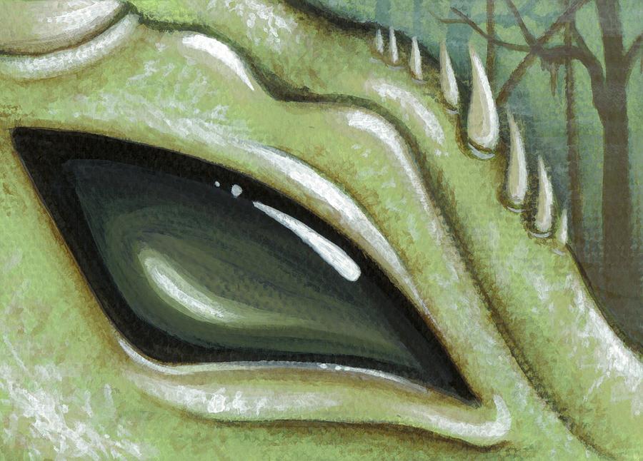 Dragon Eye Painting - Eye Of The Moss Dragon by Elaina  Wagner
