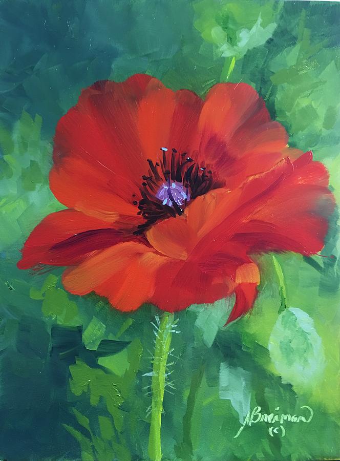 Poppy Painting - Eye Popping Poppy by Nancy Breiman