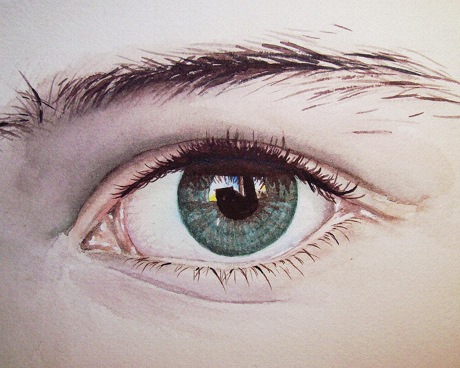 Eye Realistic Watercolor Watercolour Realism Painting by Irina Sztukowski
