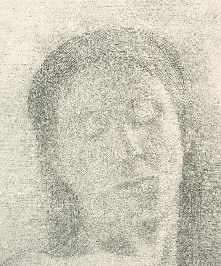 Eyes Closed Relief by Odilon Redon