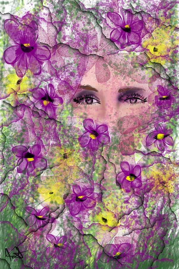 Eyes hidden in flowers Digital Art by Kathleen Hromada