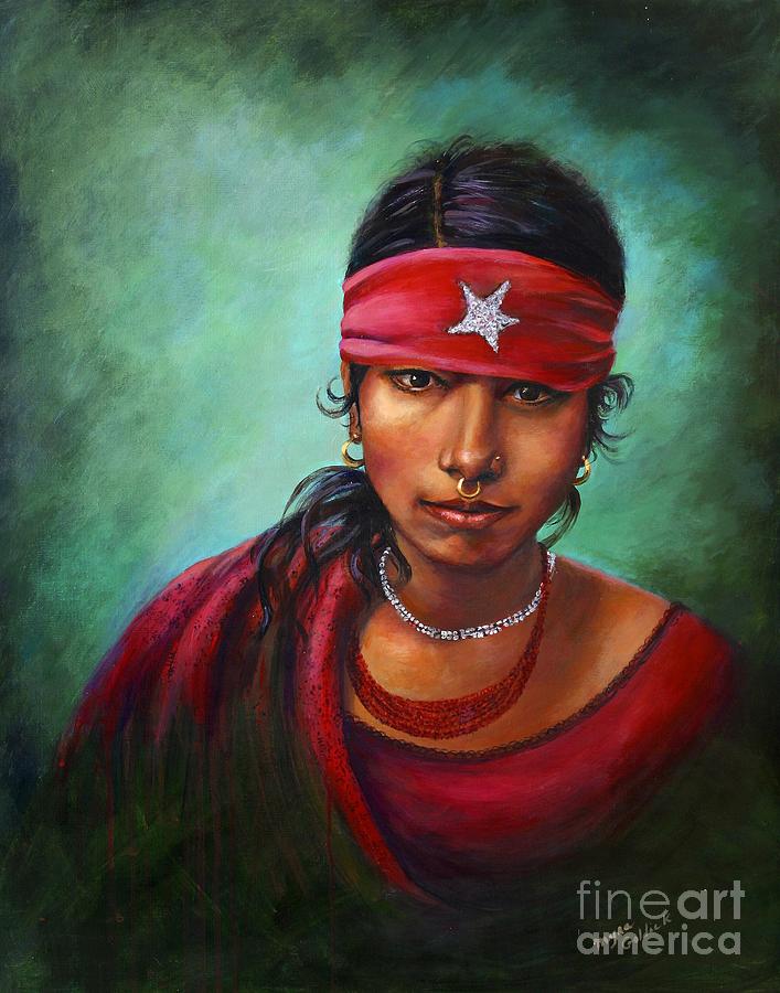 Eyes of India Painting by Myra Goldick