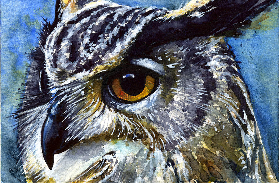 Bird Painting - Eyes of Owls No.25 by John D Benson