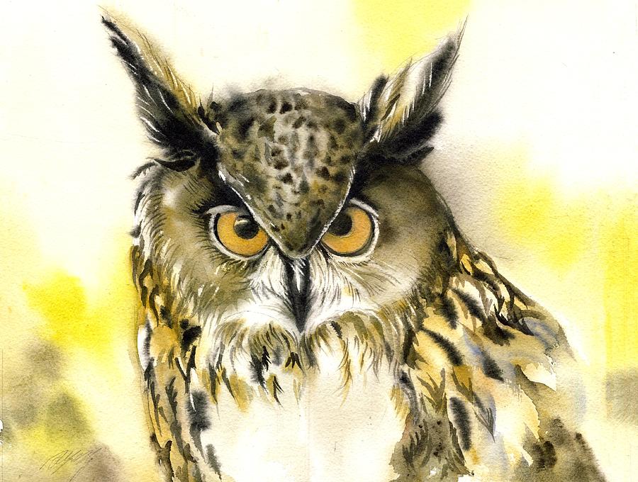 Eyes Of The Owl Painting by Alfred Ng