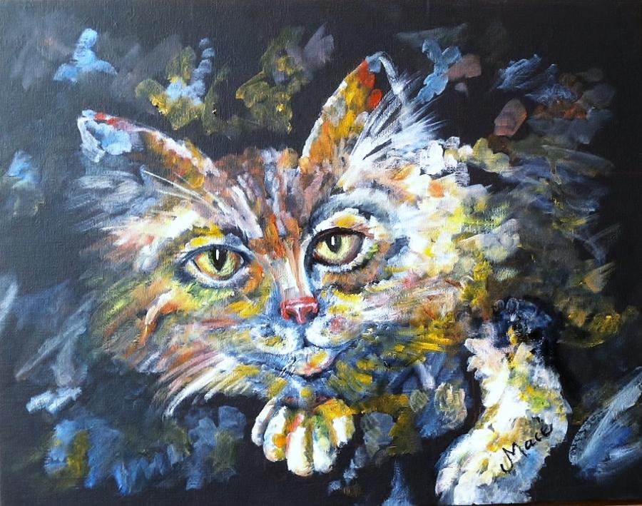 Cat Painting - Eyes on You by Joan Mace