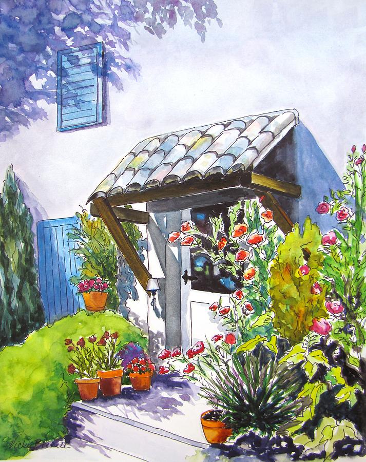 Eygaliers House Painting by Vicki Brevell