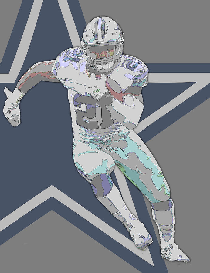 Ezekiel Elliott DALLAS COWBOYS CONTOUR ART Mixed Media by Joe Hamilton ...