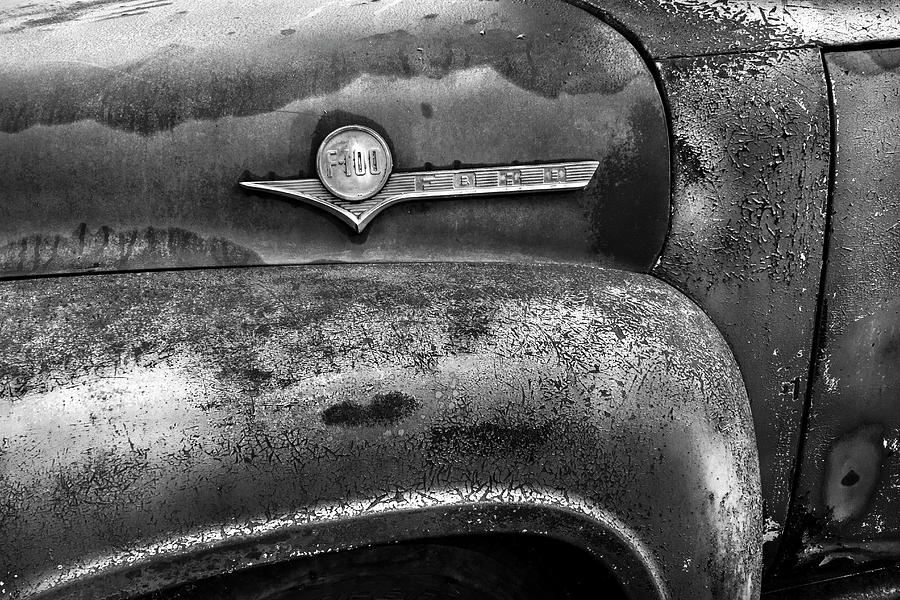 F-100 Ford Black and White Photograph by Debra and Dave Vanderlaan