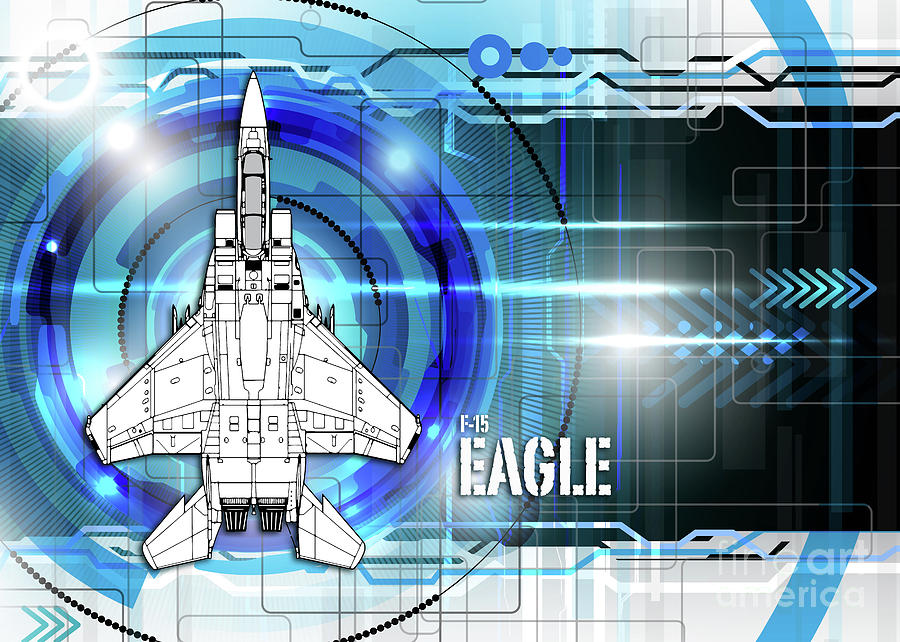 F-15 Eagle Blueprint Digital Art by Airpower Art