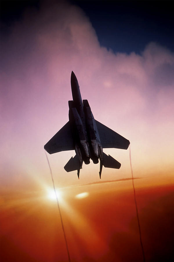F-15 Eagle Going Vertical Mixed Media by Erik Simonsen