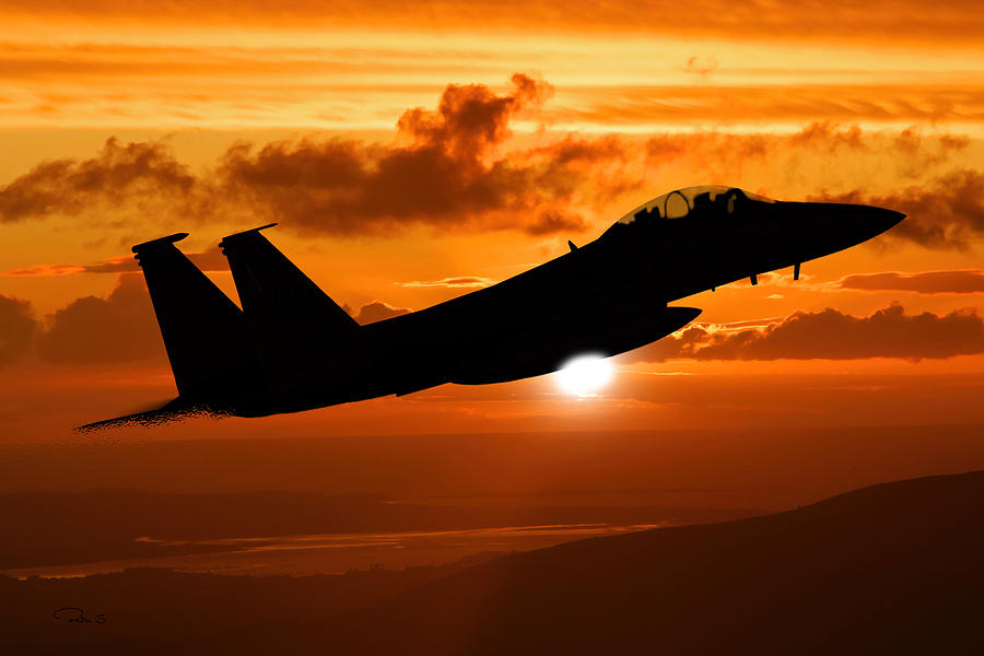 Eagle Digital Art - F-15 Eagle sunset by Peter Scheelen