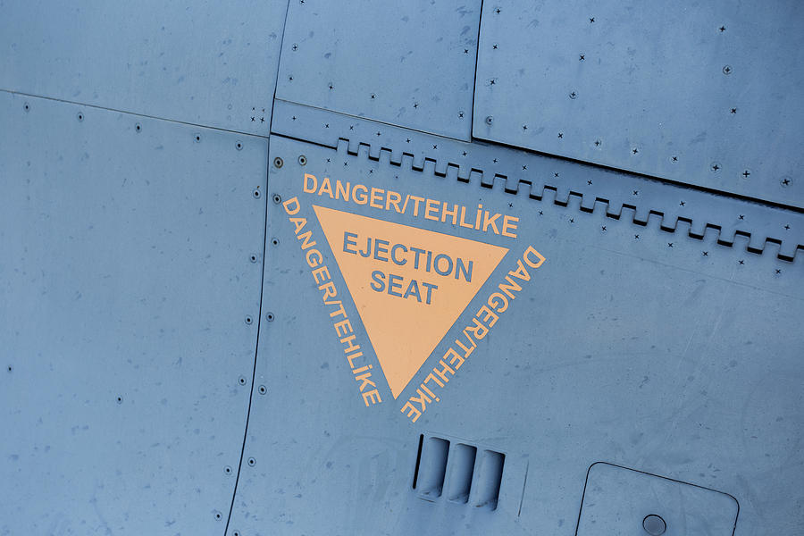 F-16 Ejector Seat Warning Sign Photograph by David Pyatt