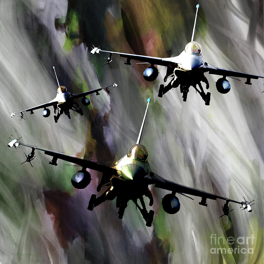 Airplane Painting - f 16 Falcon fighters by Gull G