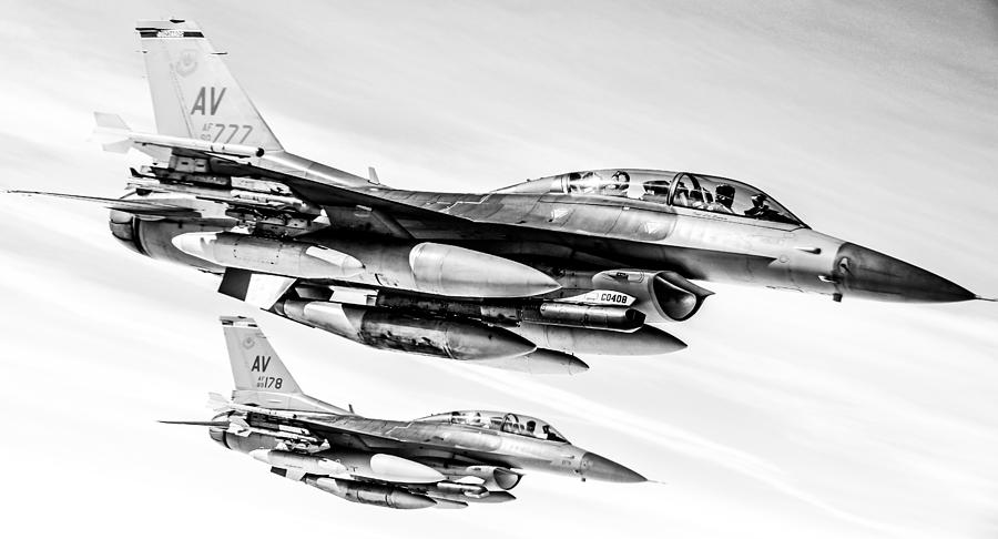 F-16 Fighting Falcons in High Contrast styling Photograph by Paul Fearn