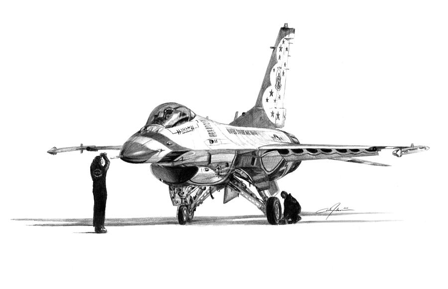 F16 Thunderbird Drawing by Dale Jackson