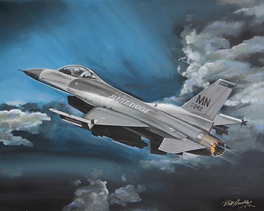 Airplane Painting - F-16C on Duty by Bill Dunkley