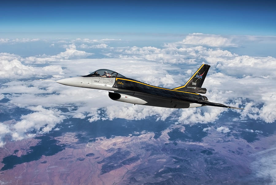 F-16XL Flying Testbed Mixed Media by Erik Simonsen