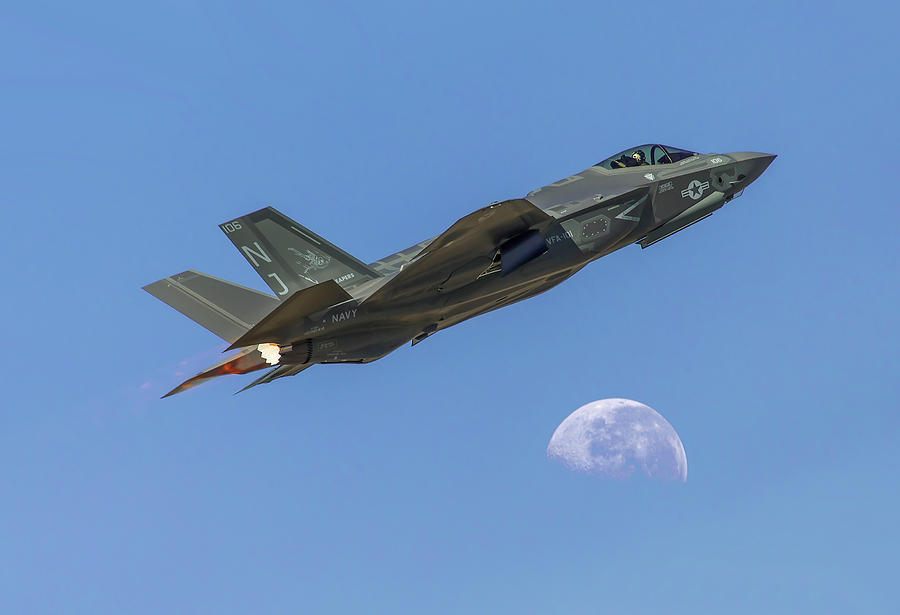 F-35 Shoots the Moon Photograph by James Menzies F-35 Shoots the Moon Photograph by James Menzies
