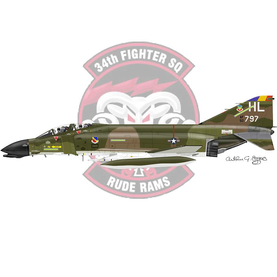 F-4D Phantom II 34TFS Digital Art by Arthur Eggers