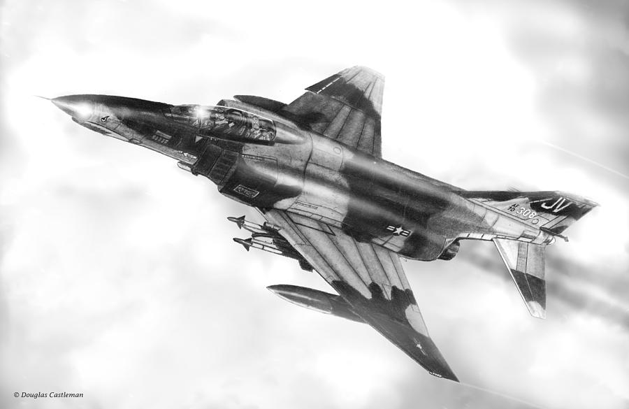 F4E Phantom II Drawing by Douglas Castleman Pixels