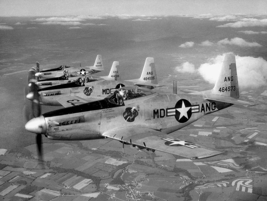 F-51H Mustang Formation - 1952 Photograph by War Is Hell Store