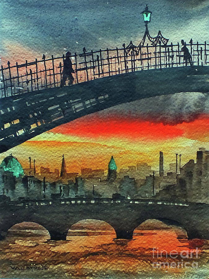  F 711 Dublins Ha,penny Bridge. Painting by Val Byrne