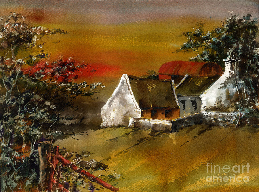 Sunset Painting - F 832 Glencree Sunset Wicklow by Val Byrne